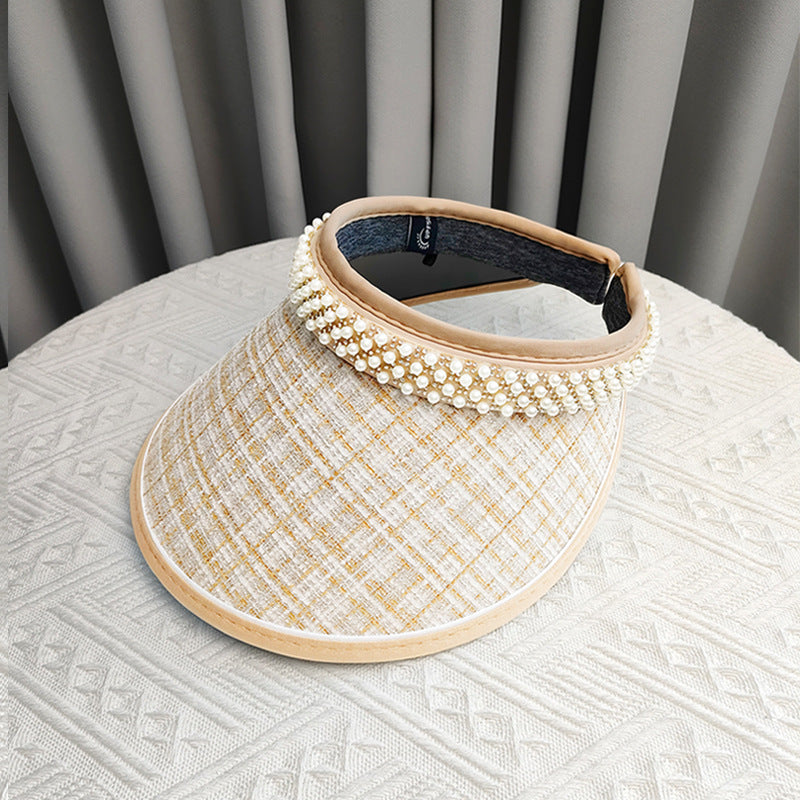 Wholesale Pearl Black Gum Big Eaves Hair Hoops Polyester Sun Hat