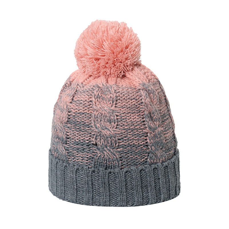 Wholesale Plush Thickened All-match Warm Gradient Color Blended Wool Knitted Hat