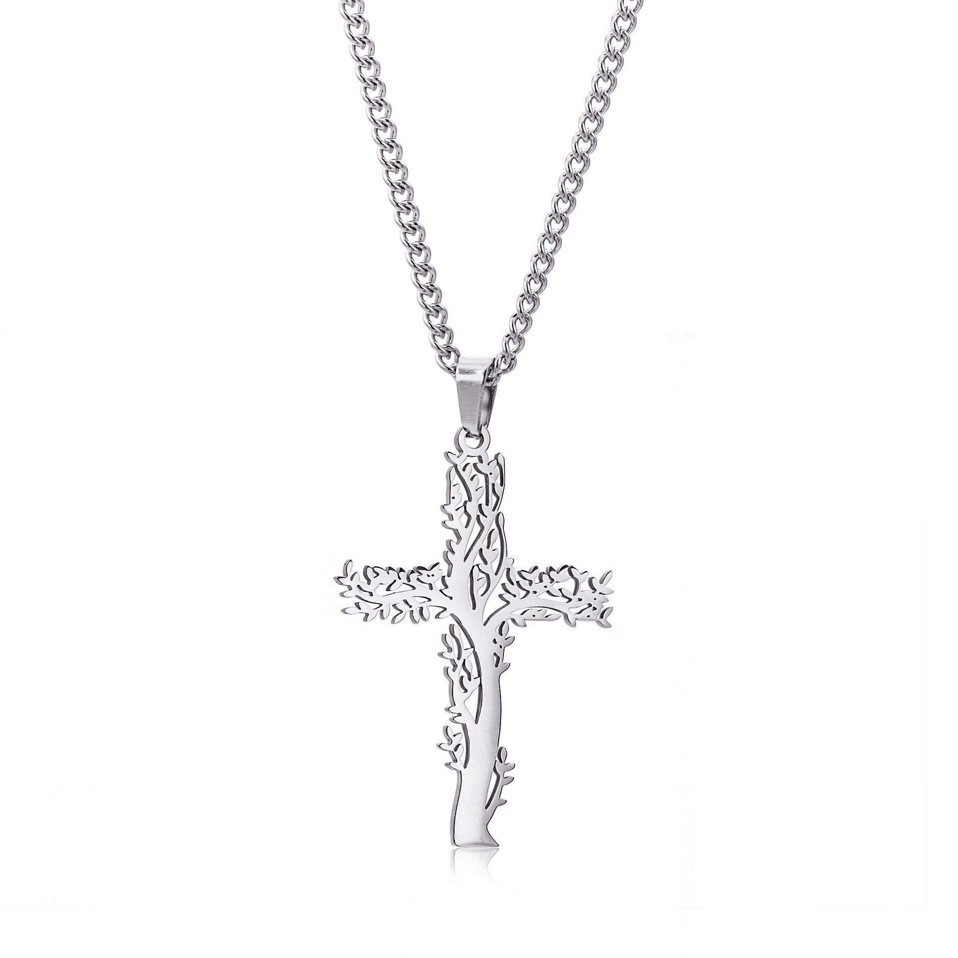Wholesale  Titanium steel Tree of Life Cross Necklace