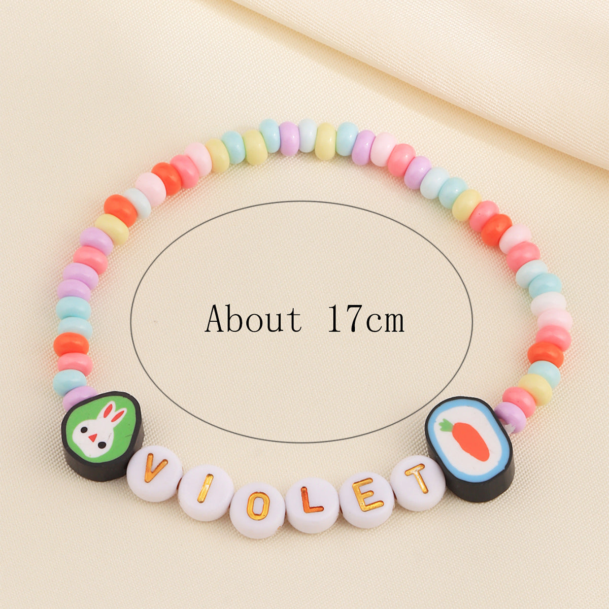 Wholesale  Easter Soft Clay Rabbit Flower  Acrylic Set Bracelet