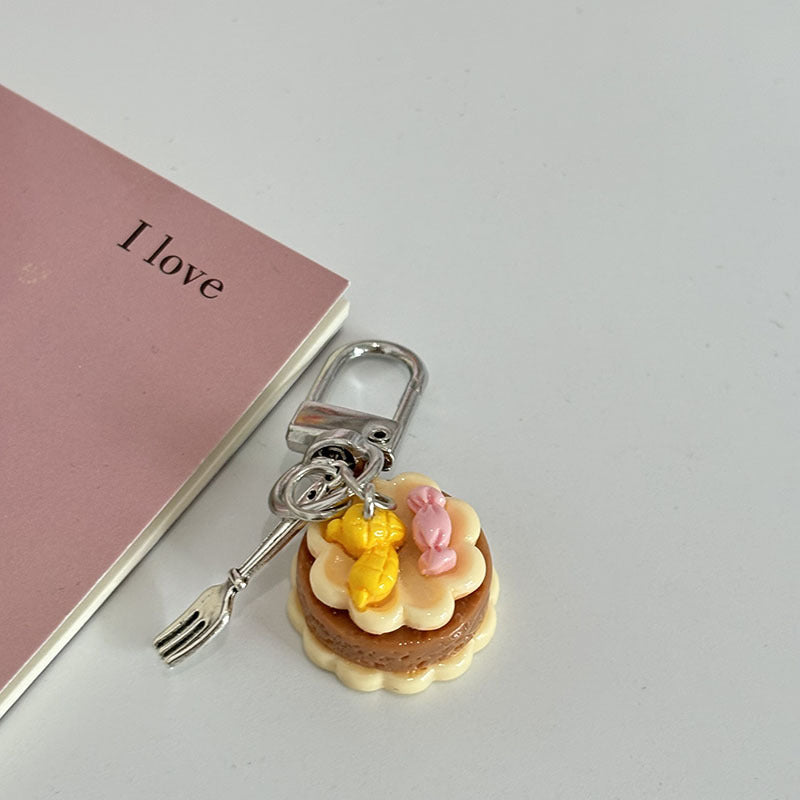 Wholesale Small Dessert Cake Metal Fork Keychain