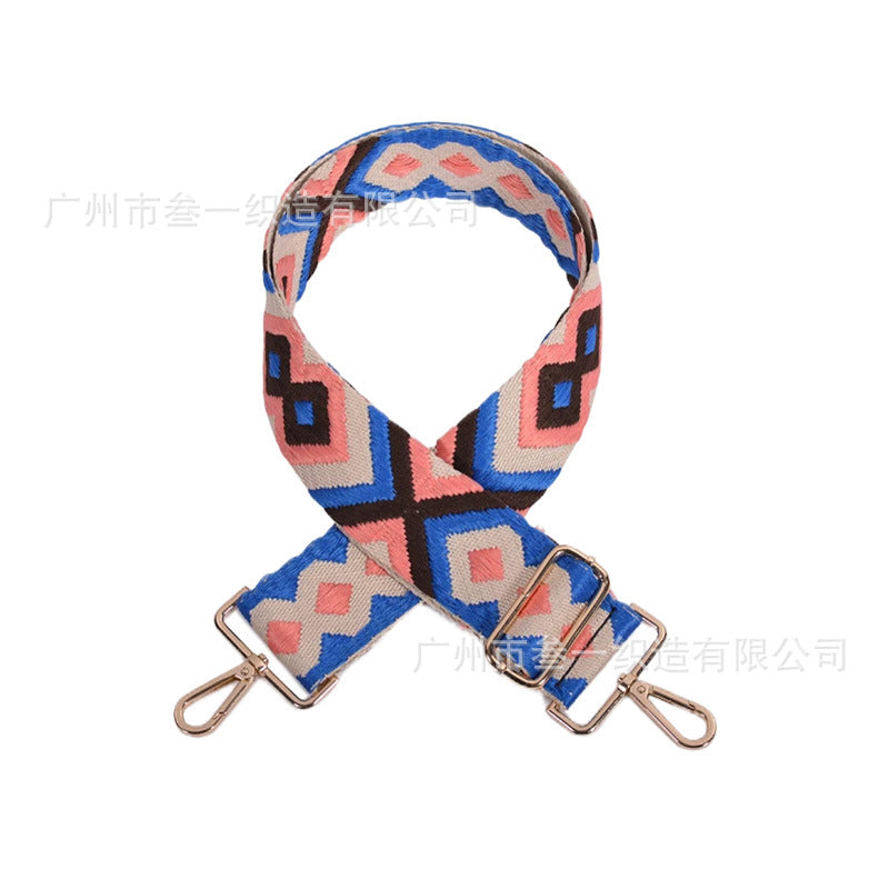 Wholesale All-match Ethnic Style 3.8cm Diamond Jacquard Adjustable Lengthened Retro Style Bag Strap