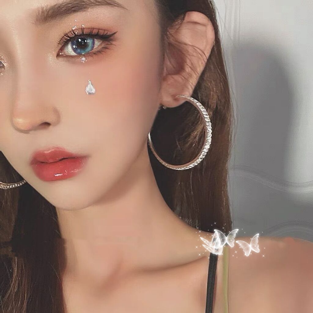 Wholesale Diamond Large Hoop Earrings Exaggerated Earrings