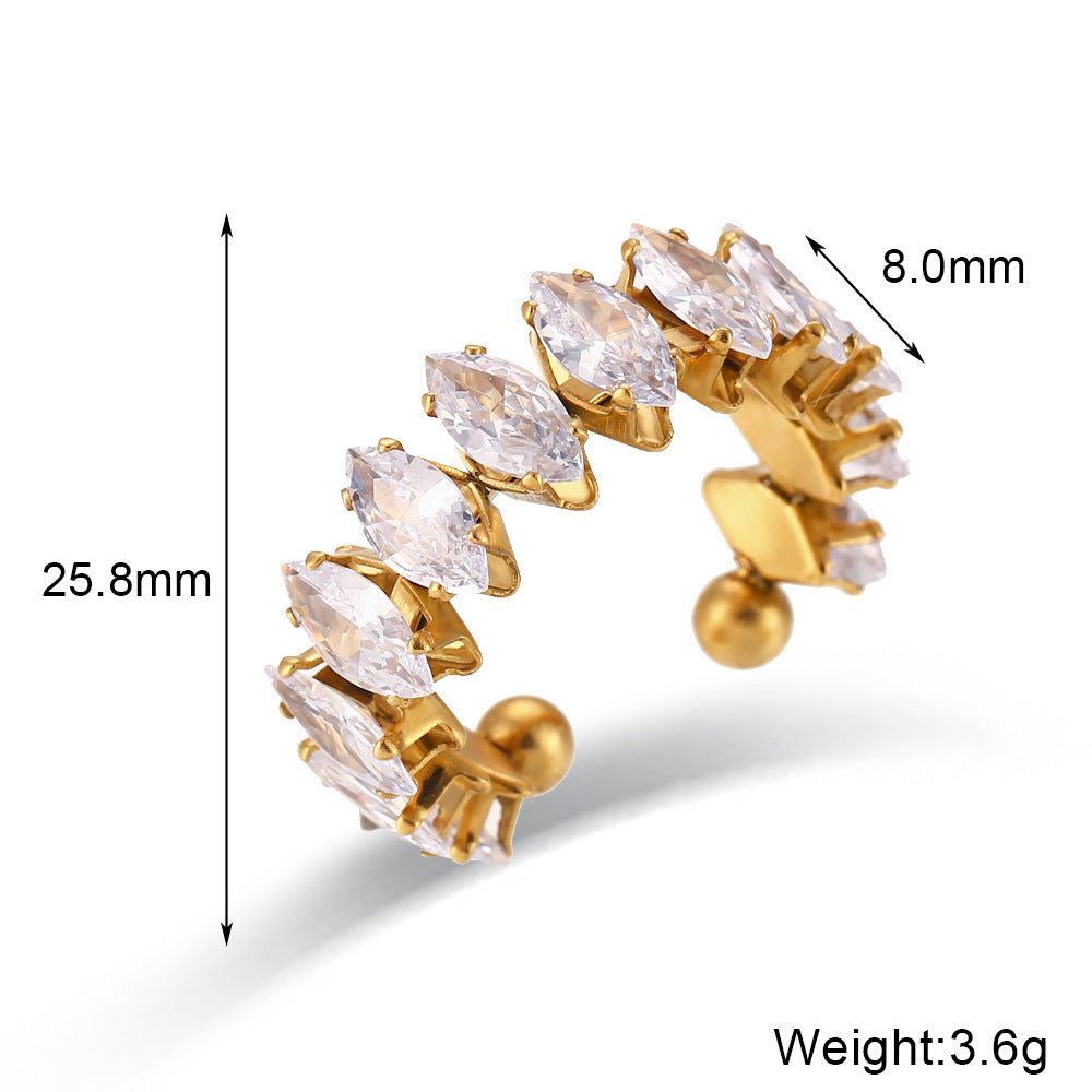 Wholesale Fully-diamond open stainless steel adjustable diamond-shaped zircon bracelet