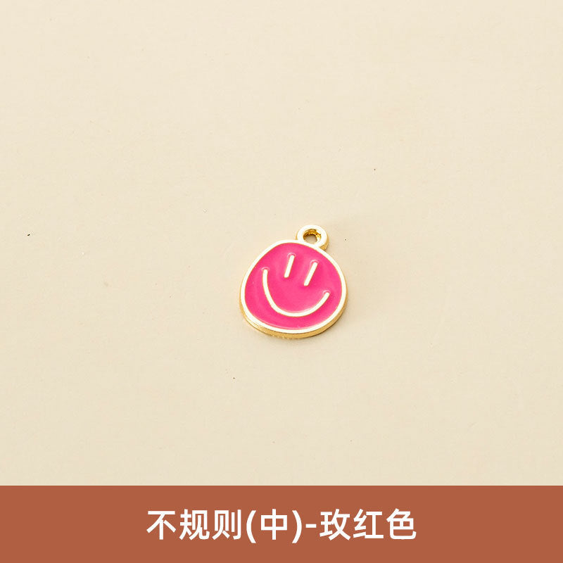 Wholesale Oil Drop Pendant Asymmetrical Funny Smiley Face Pendant Earrings Necklace Personality Pendant DIY Jewelry Accessories