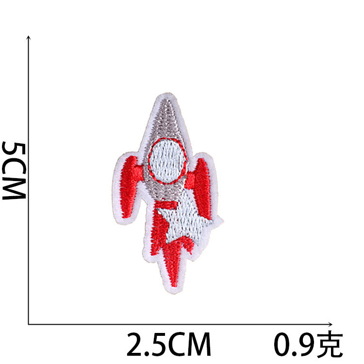 Wholesale Trendy Cartoon Rocket Embroidery Patches Polyester Sew On Space Badge For Clothing DIY Craft