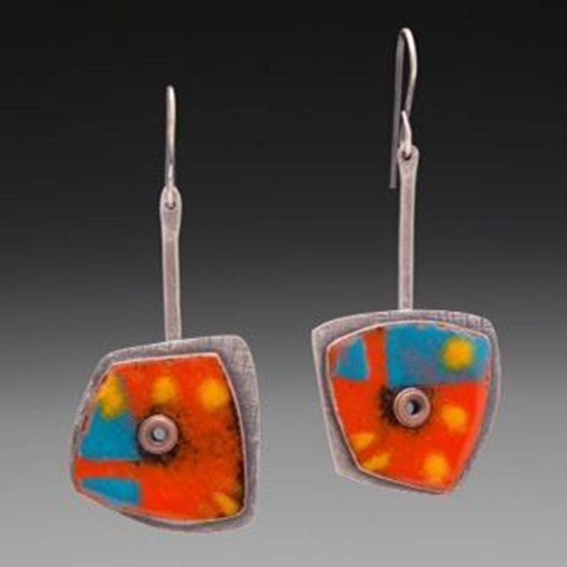 Wholesale Creative Flower Inlaid Purple Diamond Luxury Antique Silver Round Swing Earrings