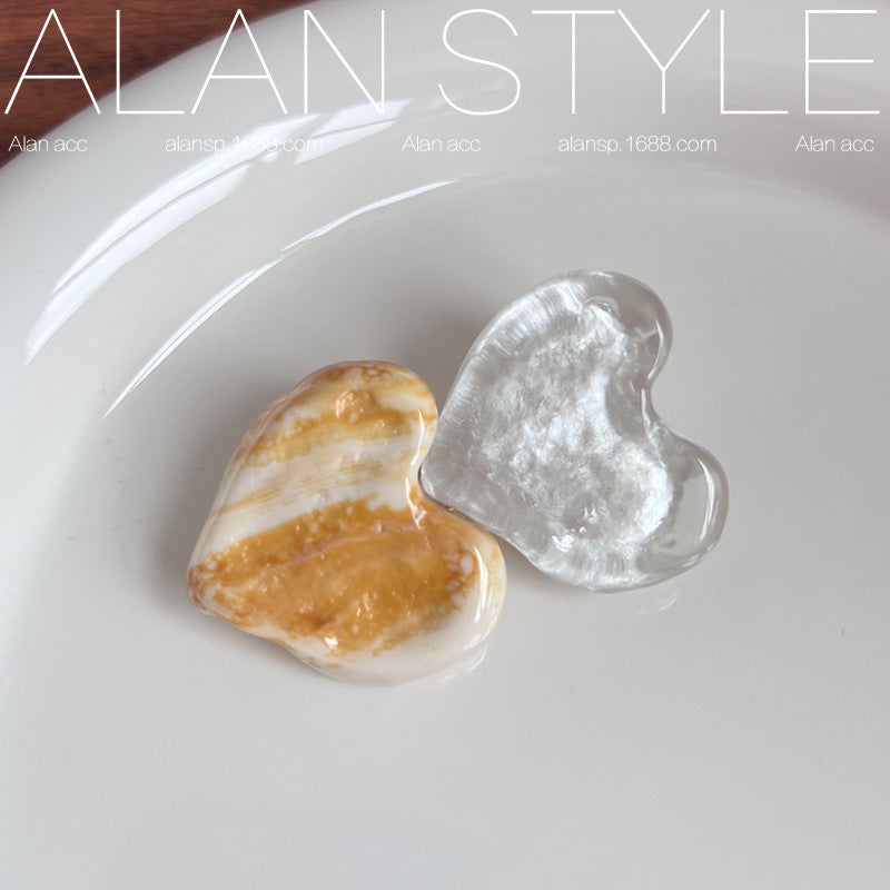 Wholesale Marble Heart Sweet Resin Hair Clips
