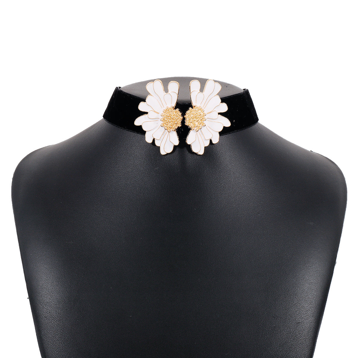 Wholesale Vintage Flower Flocking Oil Drop Clavicle Necklace