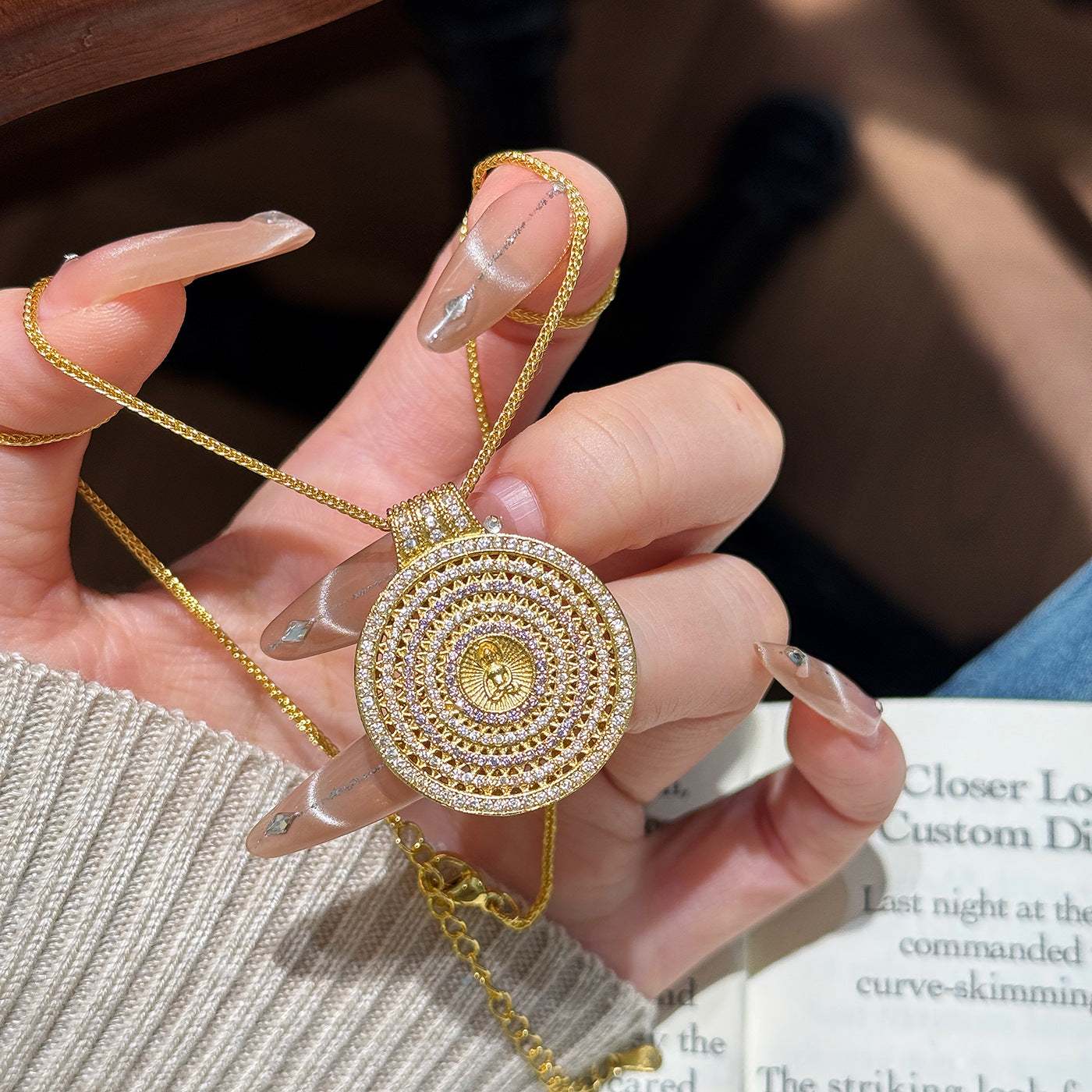 Wholesale Silver skirt with hollowed out umbrella skirt Titanium Steel Necklace