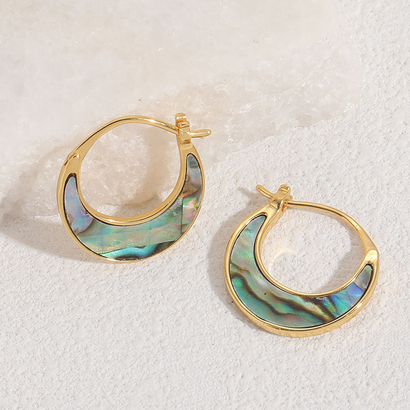 Wholesale Shell Moon Simple Copper Plated 14K Real Gold Earrings