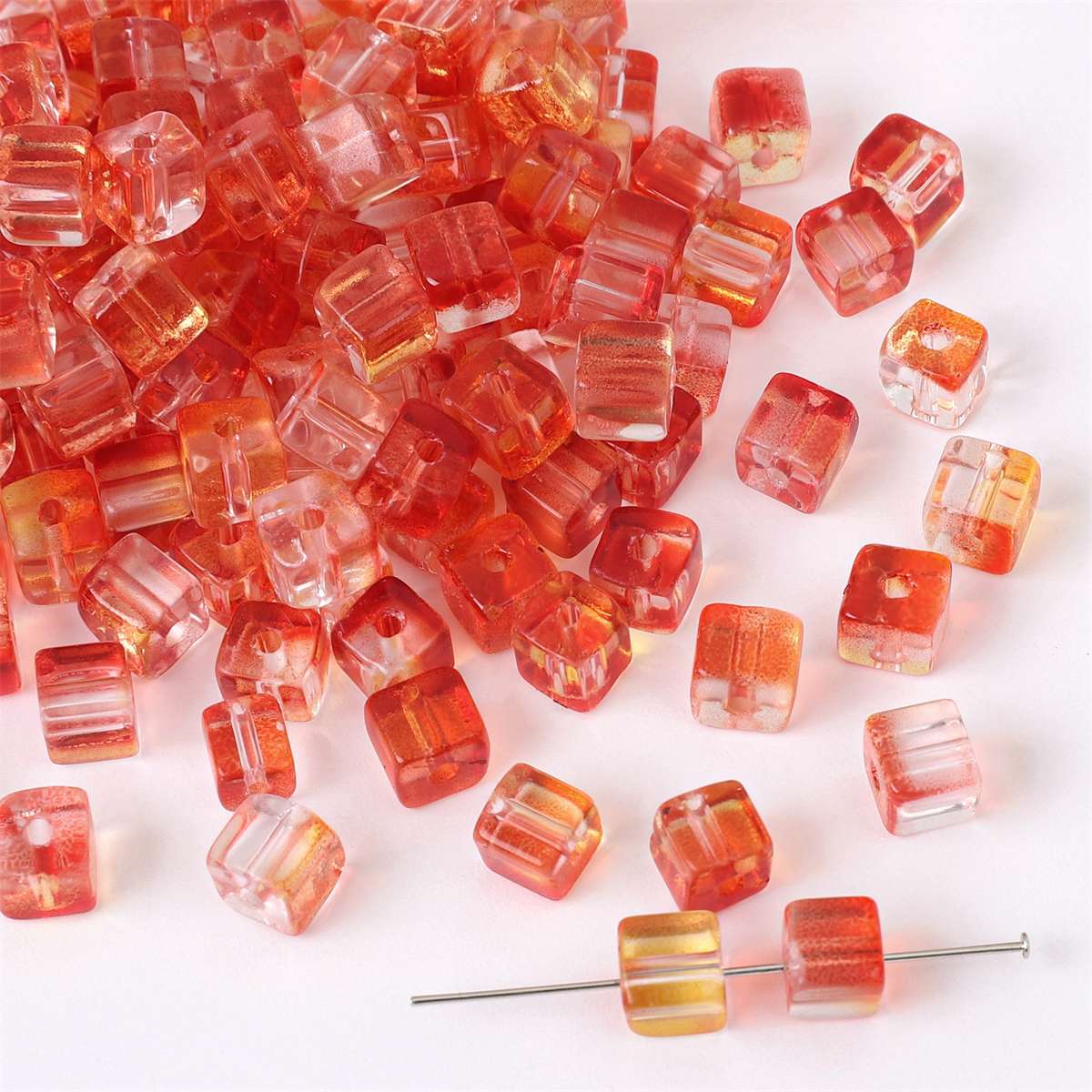 Wholesale Glass Gradient Sugar Cube Beads