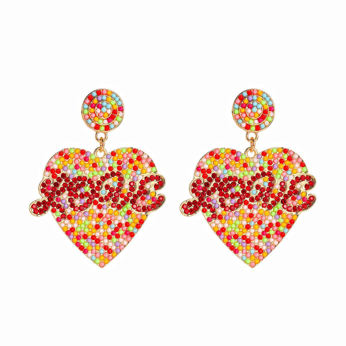 Wholesale Valentine's Day Rice Pearl Love Earrings