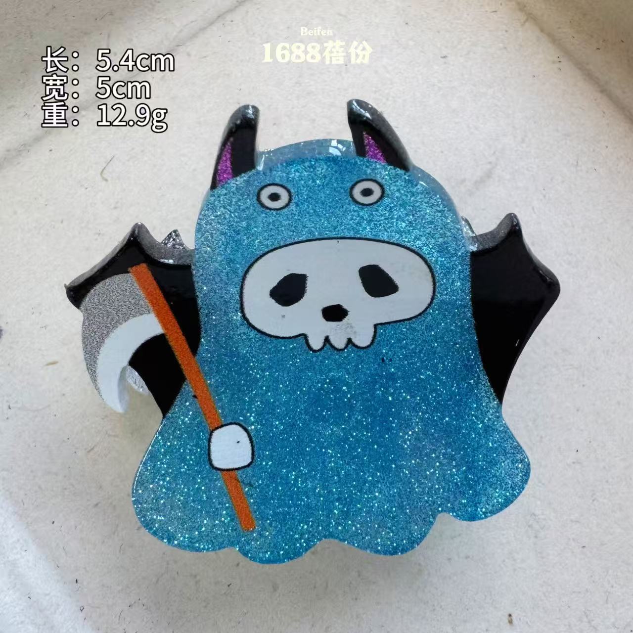 Wholesale  Dark Cartoon Hair Claw Clip Pumpkin Ghost Skull Design PVC Small Hair Accessory For Holiday Party Styling