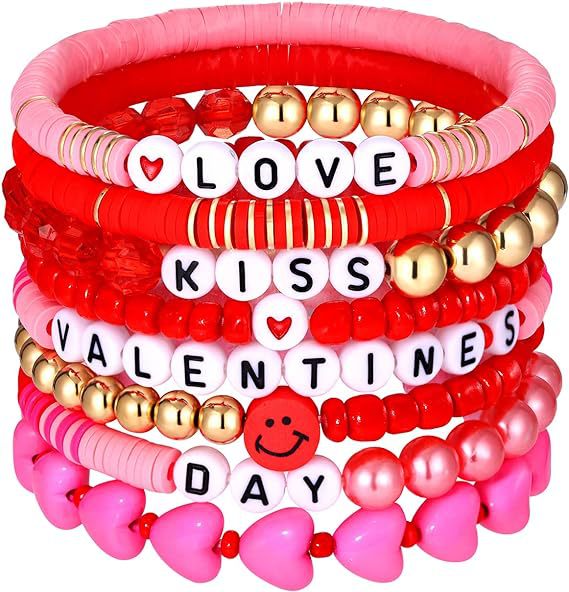 Wholesale Valentine's Day Polymer Clay Love Pendant Resin Beaded Bracelet