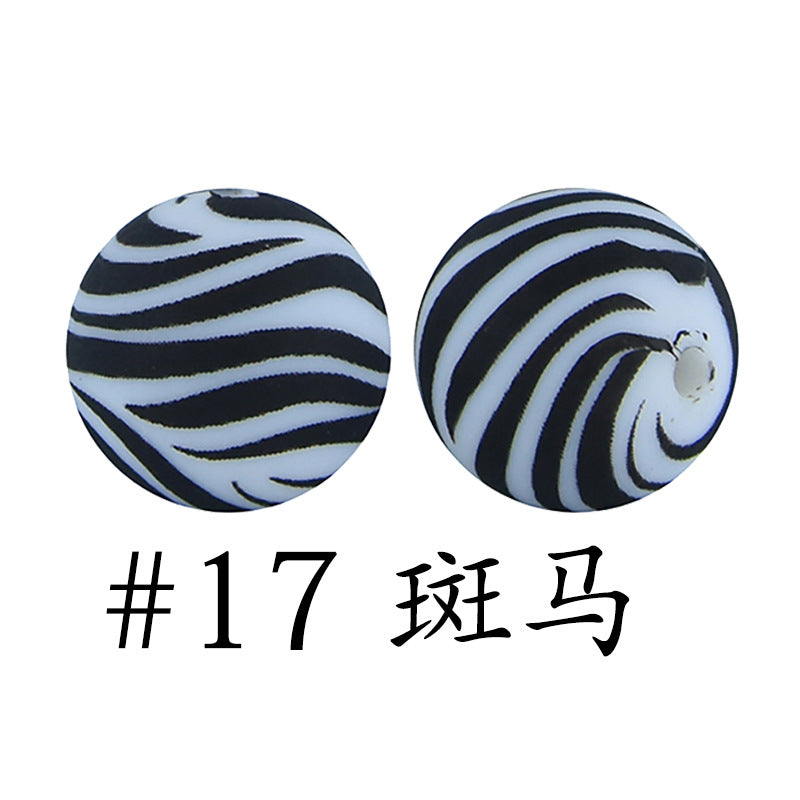 Wholesale 50pcs 16mm Print Silicone Beads Colorful Silicone Water Transfer Beads