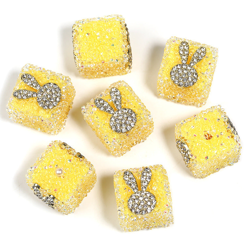 Wholesale  5pcs Colorful soft candy double-sided heart bow Acrylic Beads