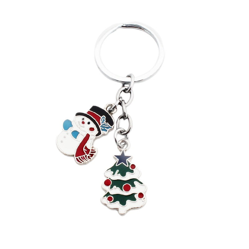Wholesale Christmas Santa Claus Christmas Tree Drop Oil Zinc Alloy Keychain