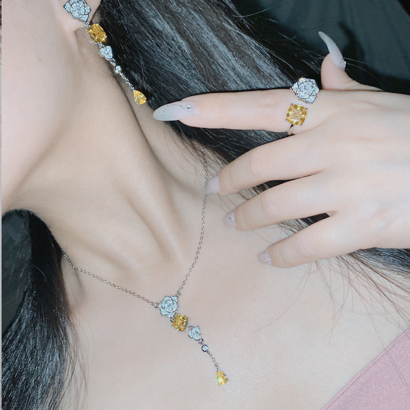 Wholesale Sparkling Rose Blossoms Gemstone Set with 18K Gold Multi Faceted Colorful Treasure Gold Zircon Earrings