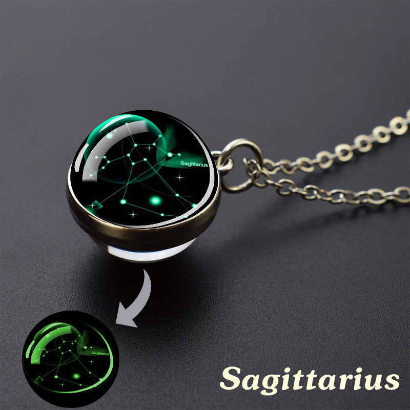 Wholesale Luminous Zodiac Starry Sky Glass Ball Necklace