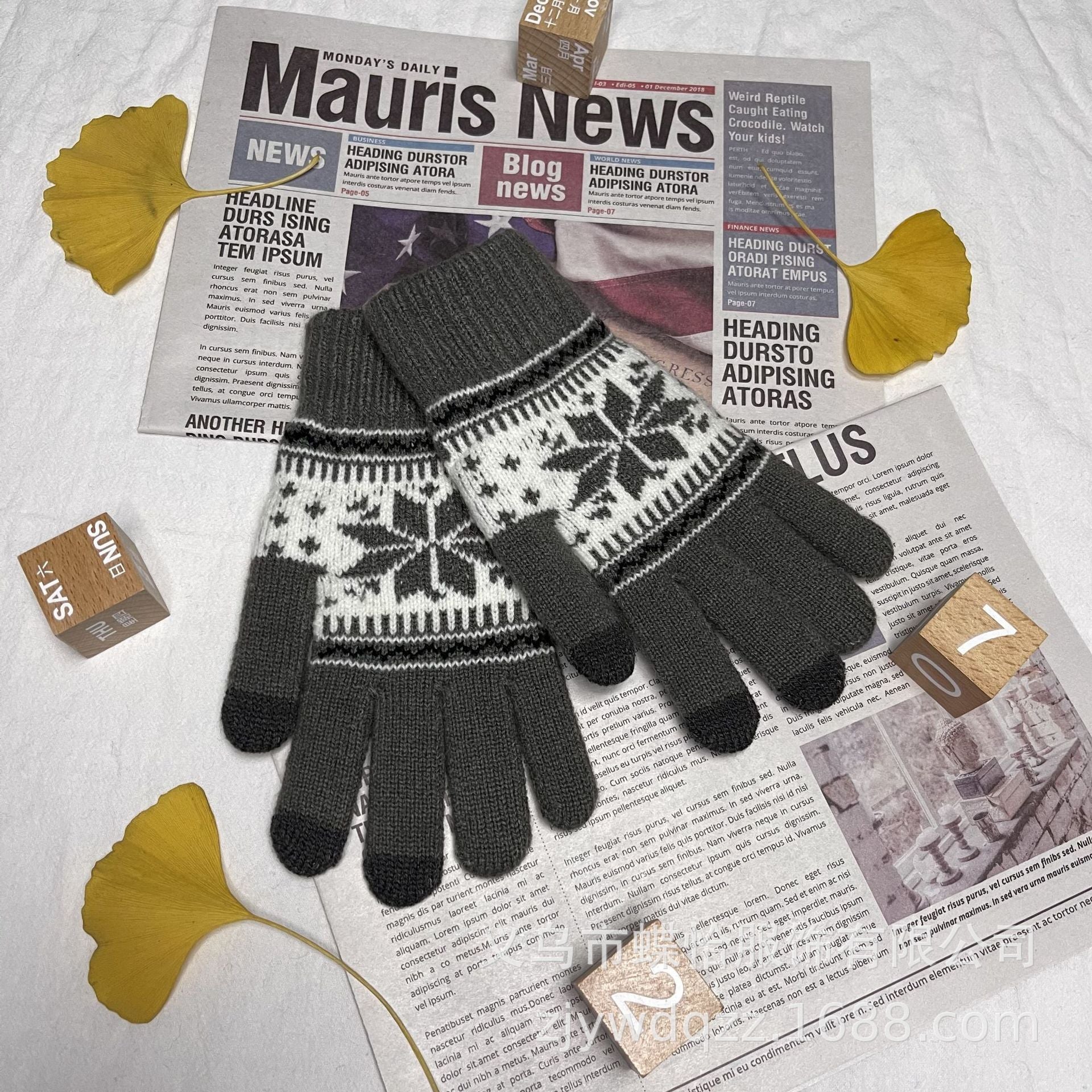 Wholesale Winter Creative Warm Finger Jacquard Touch Screen Glove