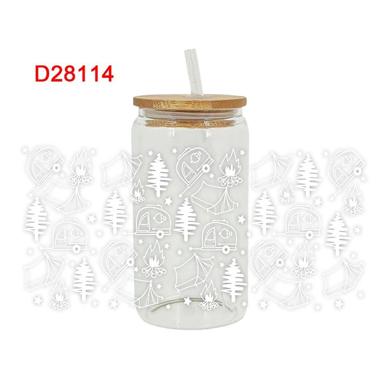 Wholesale Colorful outdoor camping series 16oz Cup UV DTF Wraps