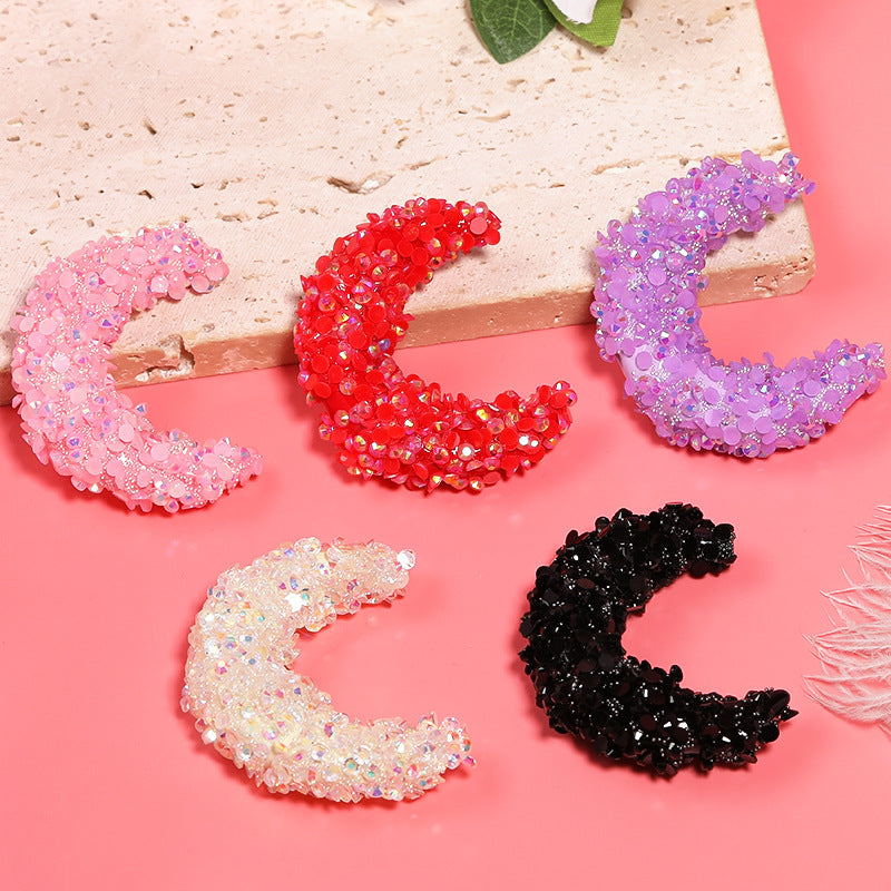 Wholesale 10PCS Jelly Color Big Moon Resin Drill Beads Cross Hole Acrylic Beads