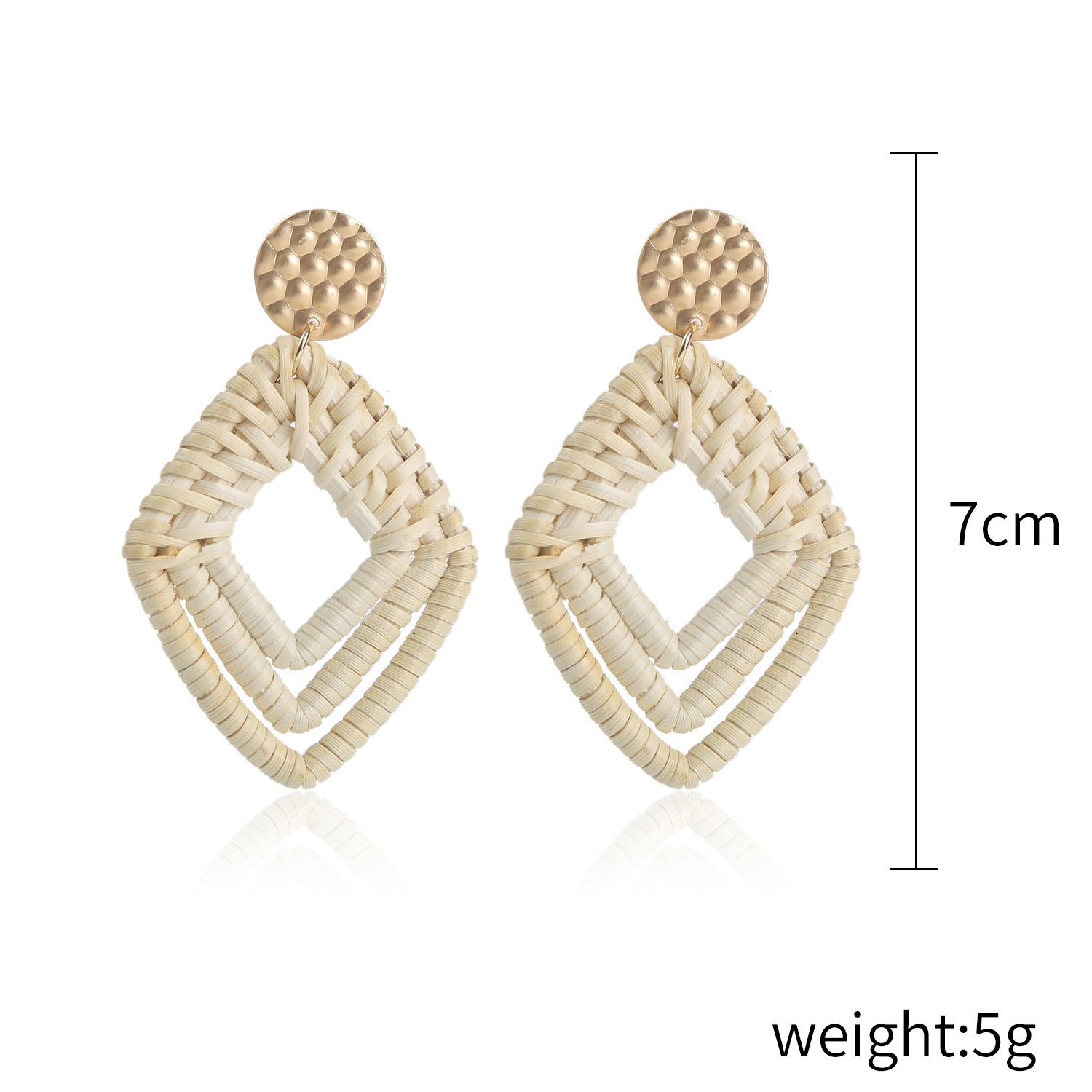 Wholesale Wooden Bohemian Bamboo Rattan Handmade Woven Rattan Earrings