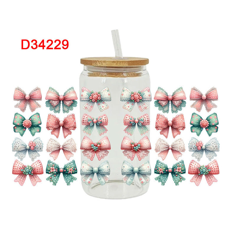 Wholesale Christmas bow 16oz Cup UV DTF Wraps