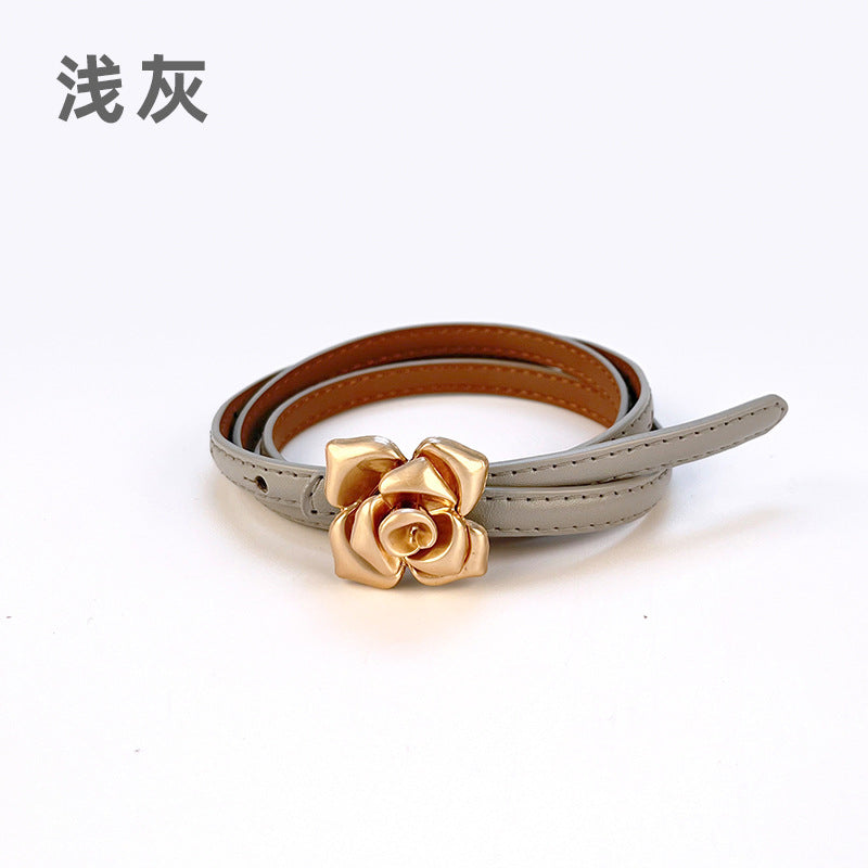 Wholesale Leather Belt for Women with Flower Waistband and Cowhide Leather Belt