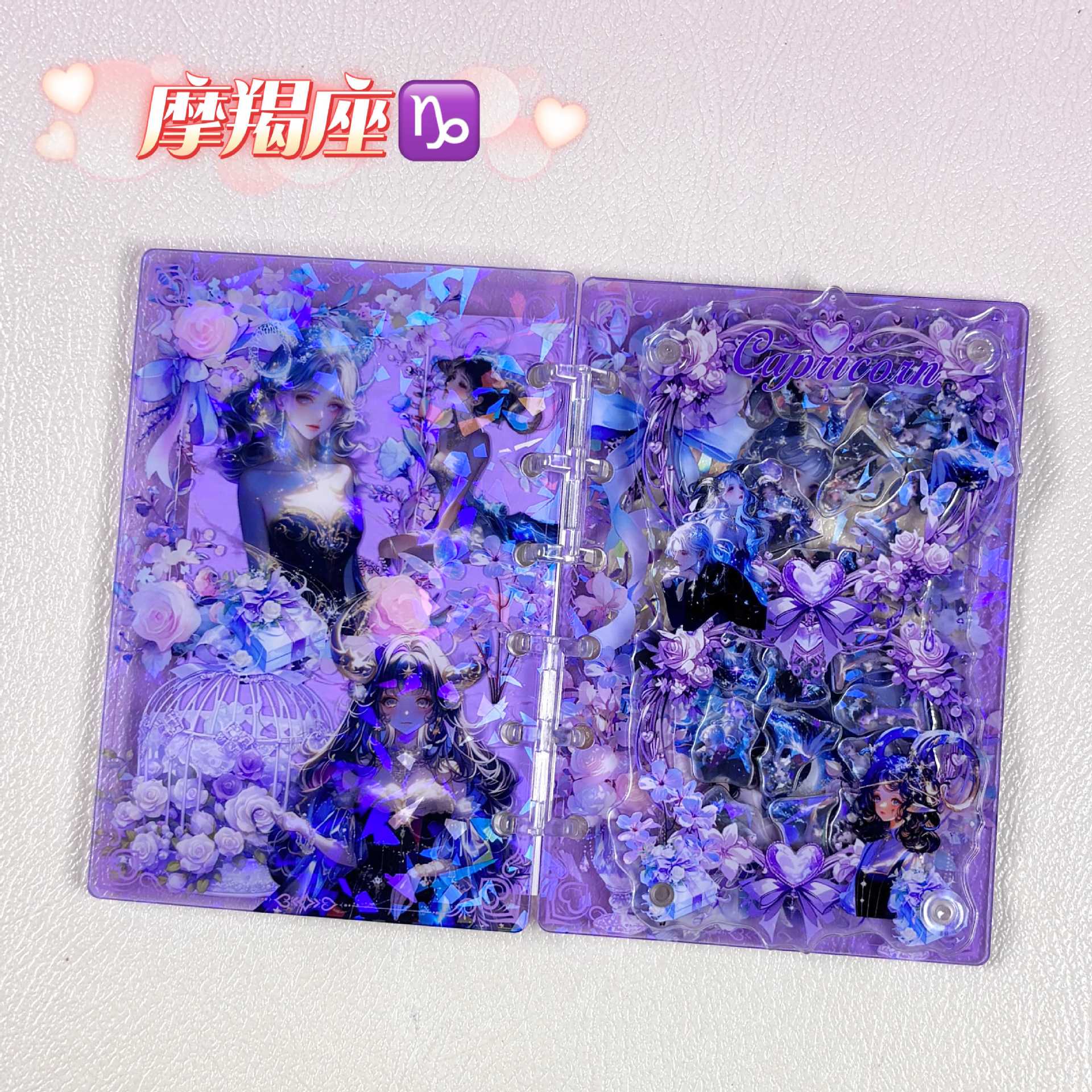 Wholesale Twelve Constellations Acrylic Shaker Book A7 Loose-leaf Notebook