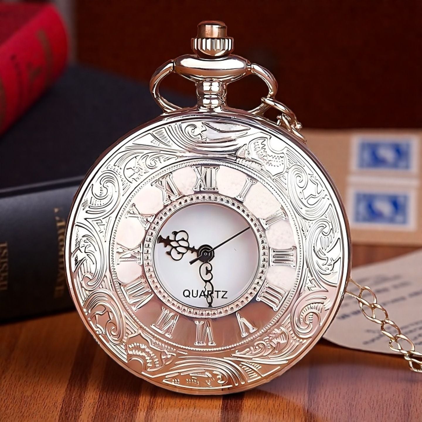 Wholesale Hollow out retro flip quartz pocket watch