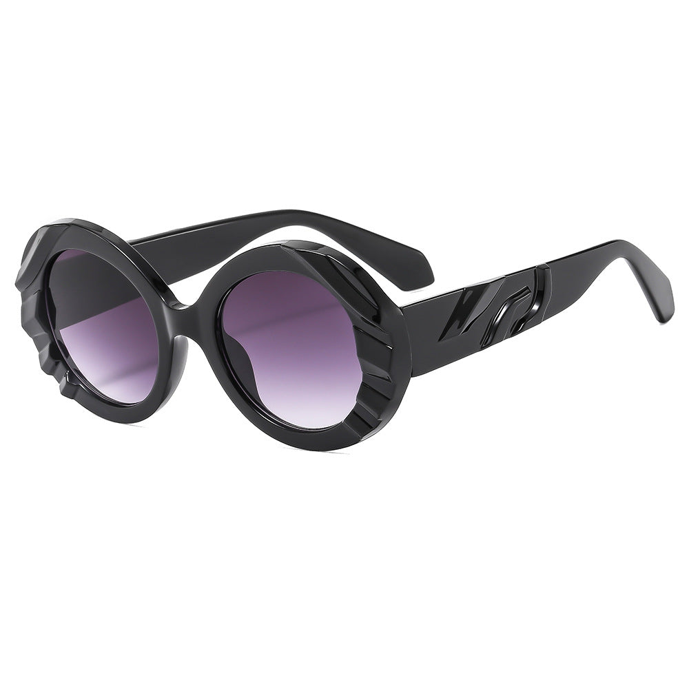 Wholesale Round Pattern Large Frame Contrast Color PC Fashion Sunglasses