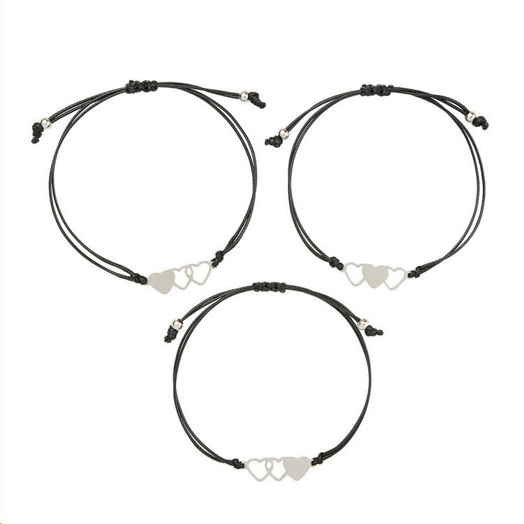 Wholesale Mother's Day Cards Geometric Hollow Multi Pack Braided Adjustable Bracelet