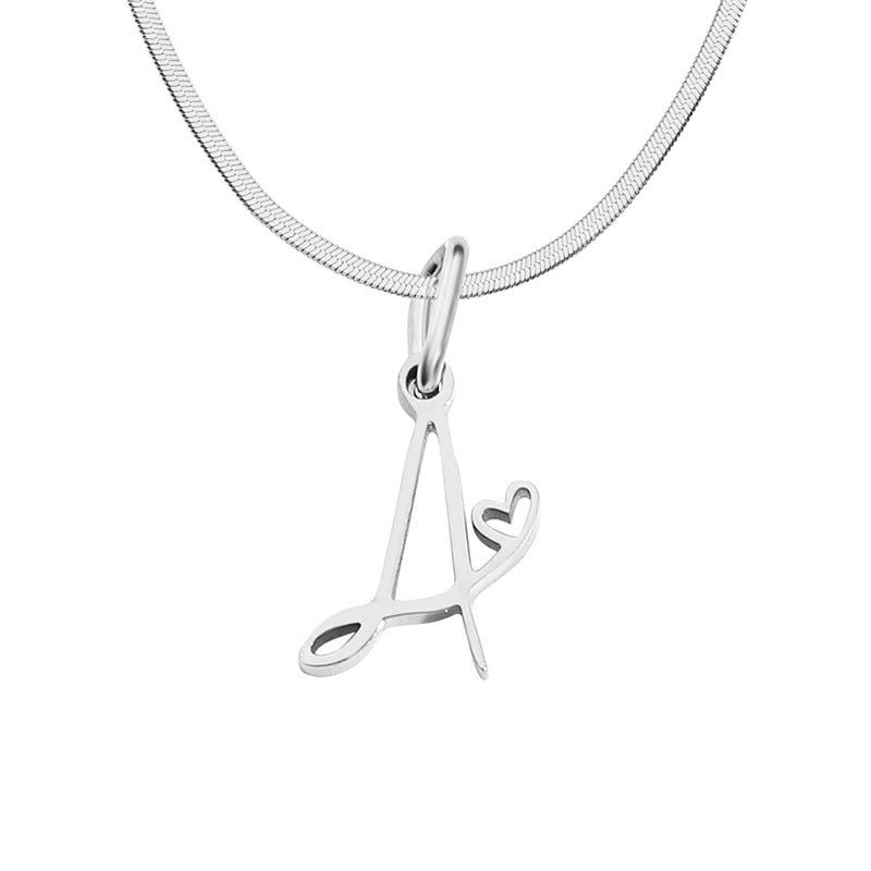 Wholesale Letter Pendant Titanium Steel Short Clavicle Chain