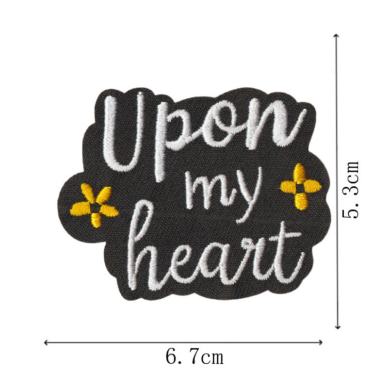 Wholesale Embroidered Patch Set Of 9 Cartoon Math English Phrase Iron On Applique For Clothing Bags Towels DIY Craft Supply