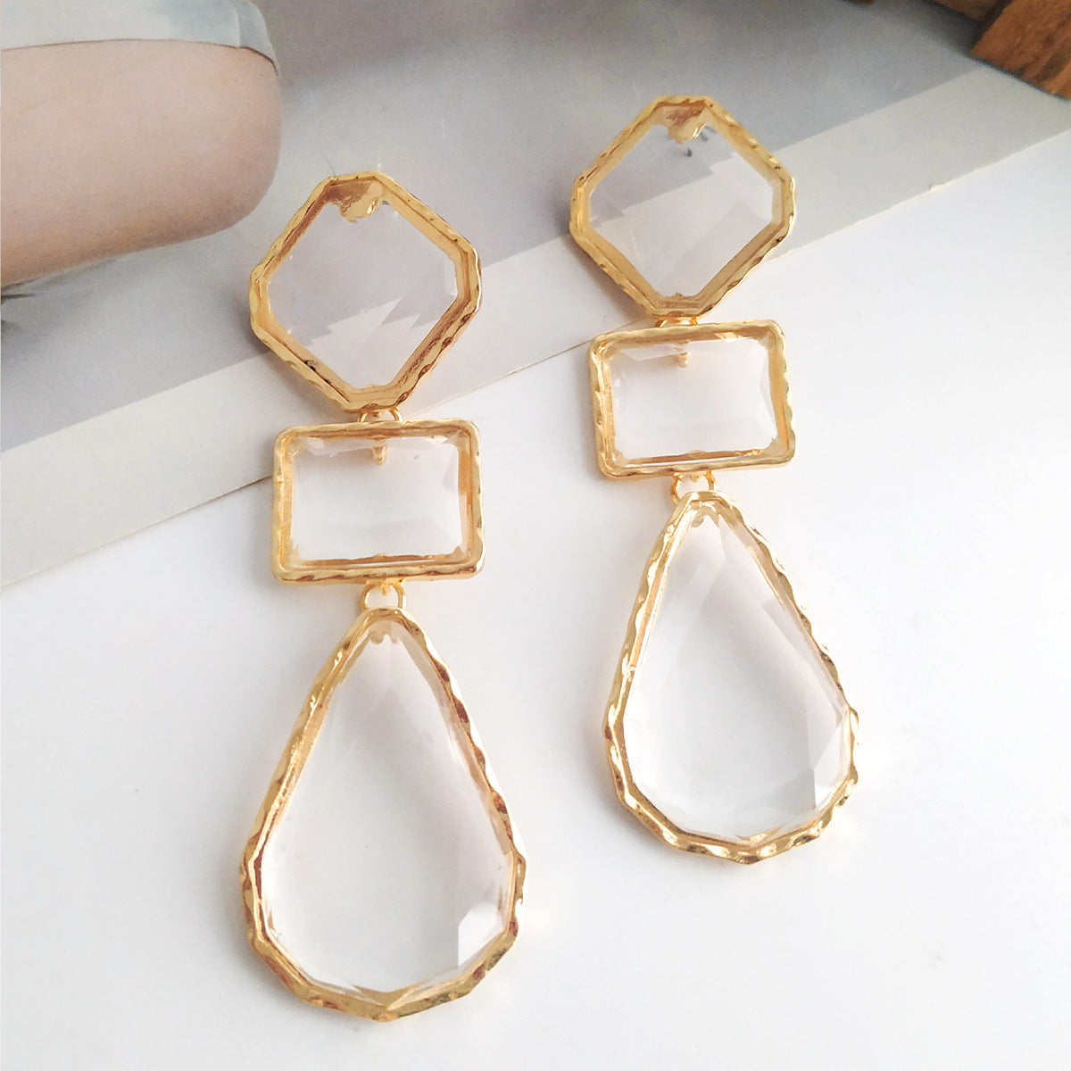 Wholesale Irregular Geometric Transparent Resin Earrings