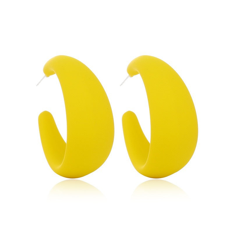 Wholesale 925 Silver Needle Candy Color C Shape Acrylic Stud Earrings