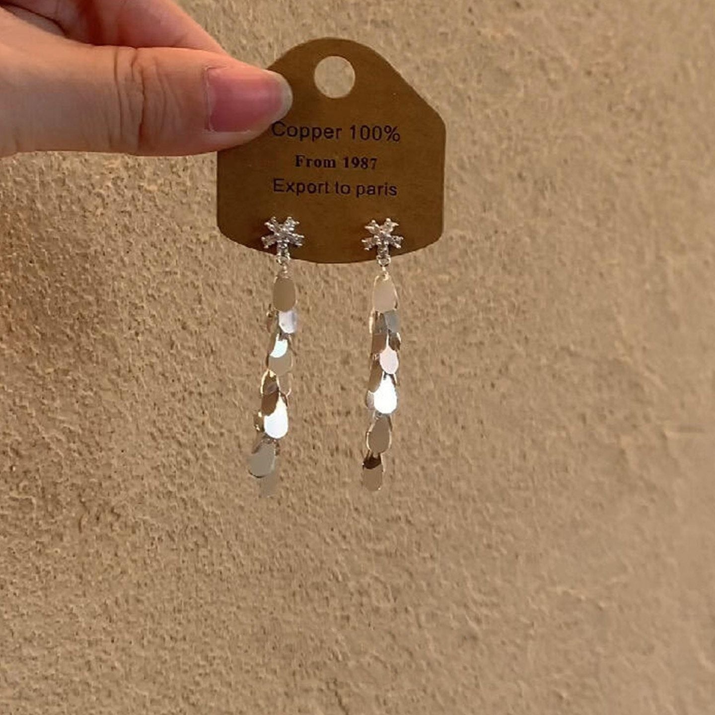 Wholesale Micro inlaid flower glitter tassel earrings