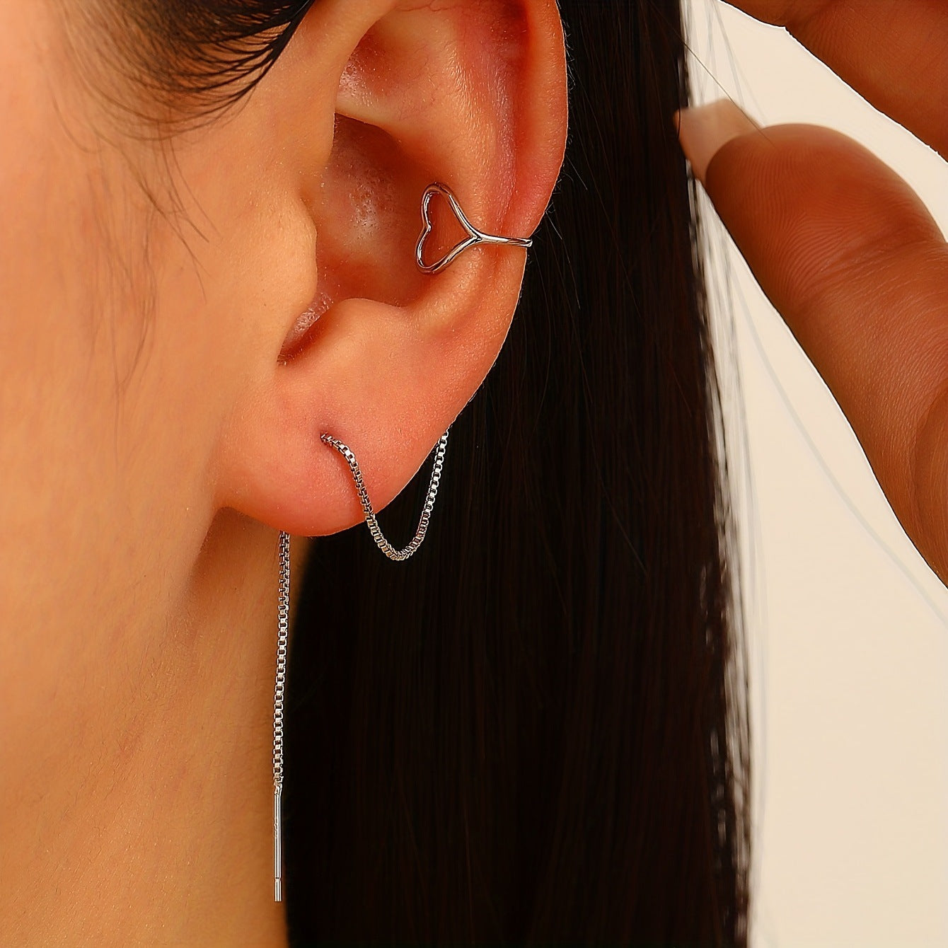 Wholesale Copper Electroplated Long Chain Tassel Ear Cuff Clip For Women No Piercing Stylish Everyday Jewelry Accessory