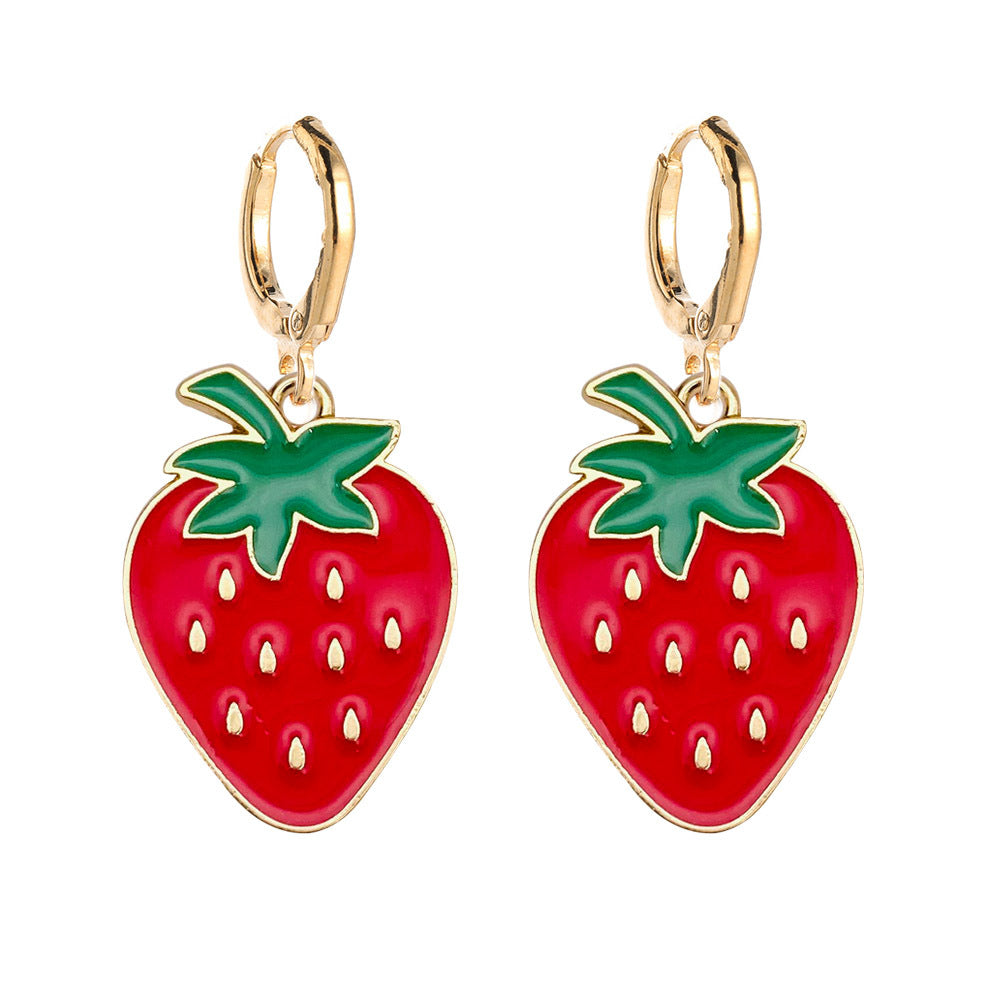Wholesale Fruit Earrings Lemon Avocado Strawberry Oil Drop Earrings