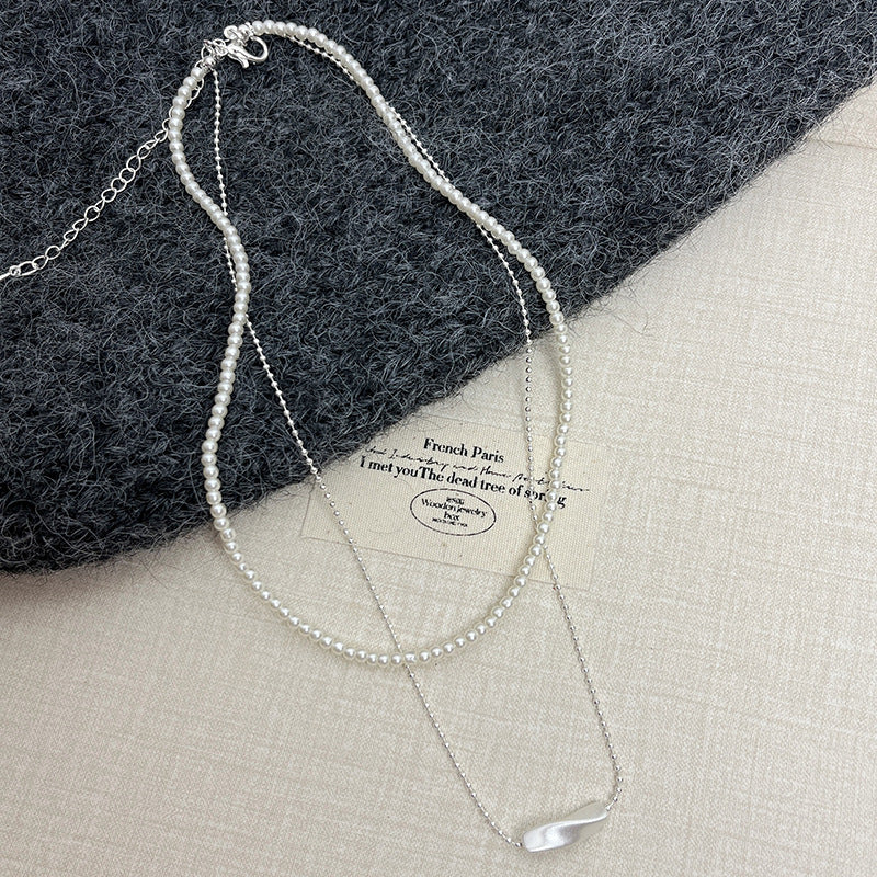 Wholesale Japanese and Korean Silver Brushed Heart Design Necklace Women' s