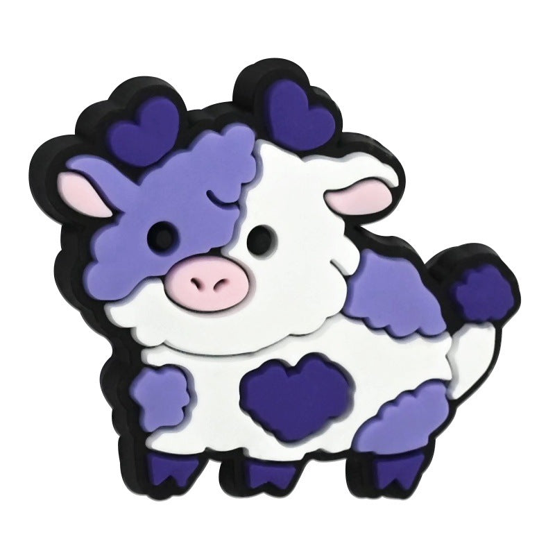 Wholesale Random 100pcs Cartoon Colorful Cow Series Pvc Soft Glue Double-Sided Focus Beads
