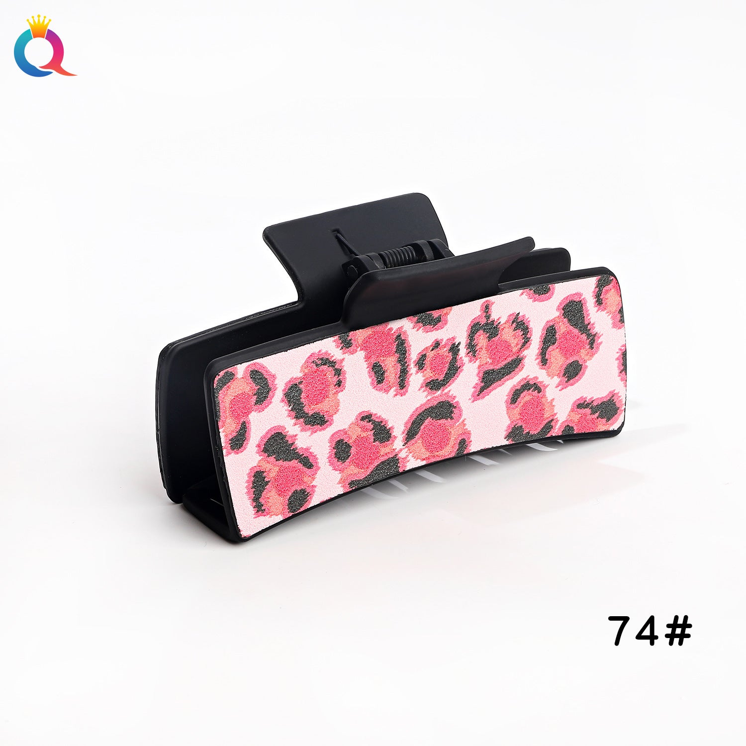 Wholesale Leather Leopard Retro Square Clip Cashew PU Shark Clip