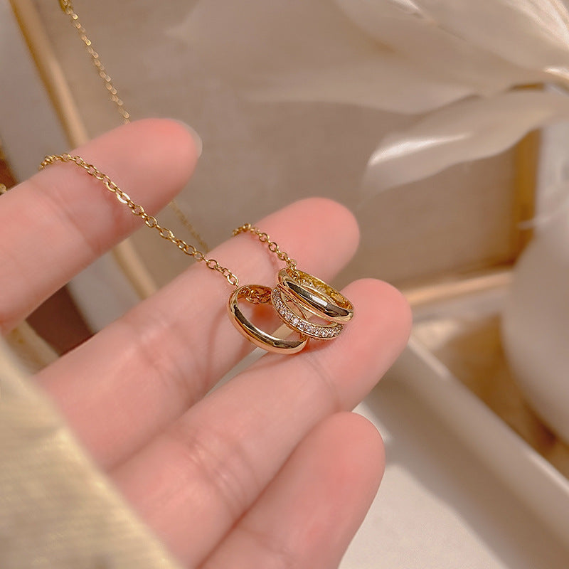 Wholesale Ring Zircon Pendant Titanium Steel Necklace