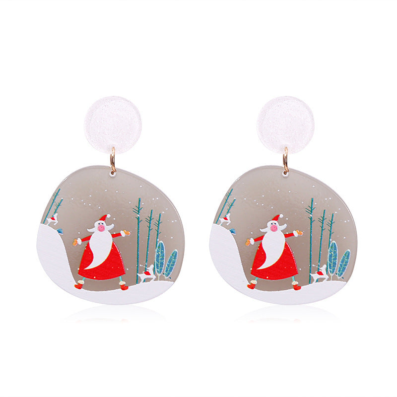 Wholesale Christmas Red Snowflake Tree Acrylic Earrings For Women Party Wear Gift