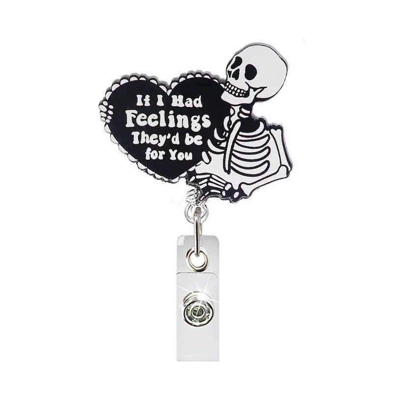 Wholesale Blackened Skeleton Medical Easy Pull Buckle  Badge Reels