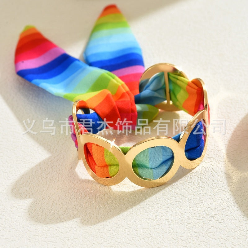 Wholesale Rainbow f heart metal irregular bracelet