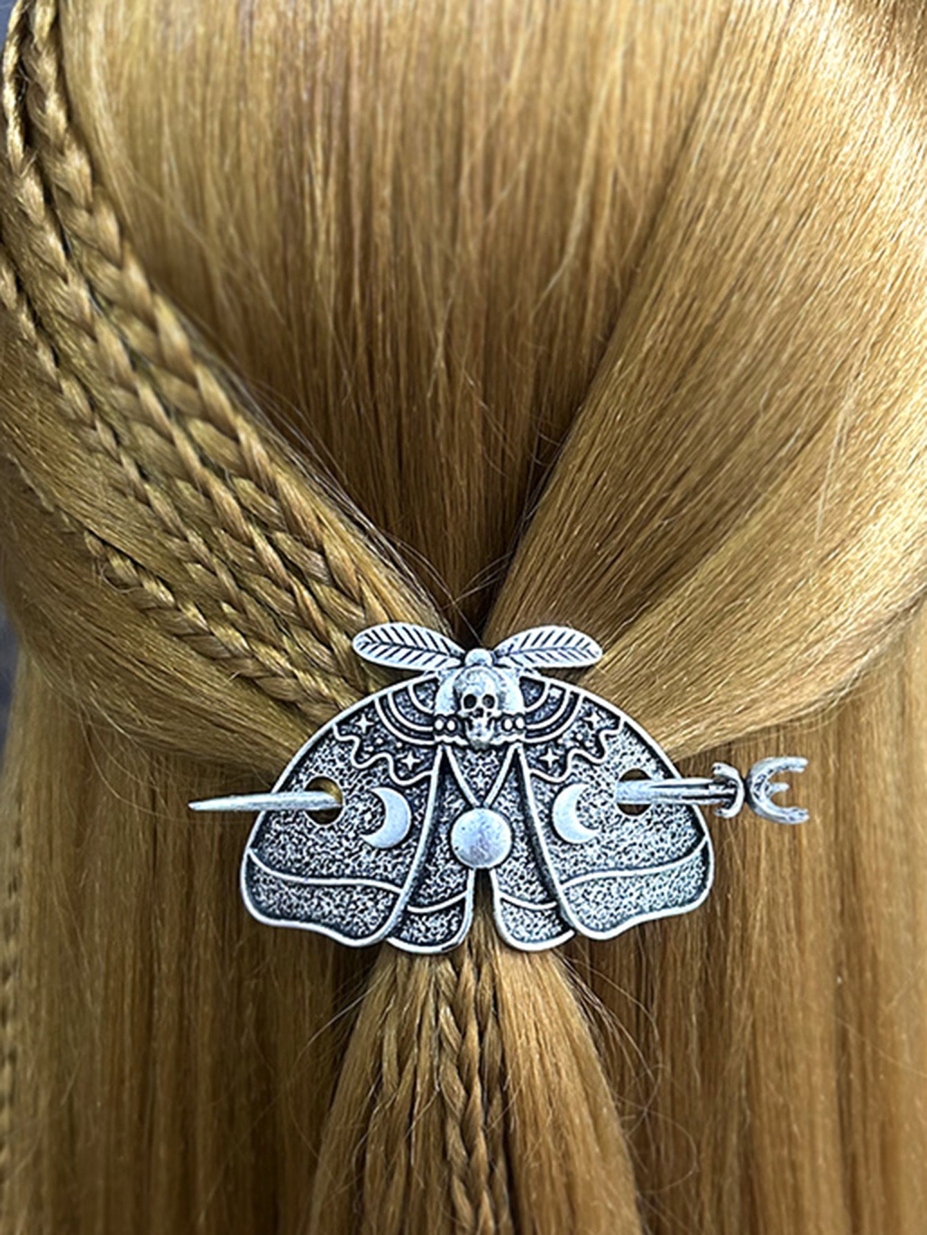 Wholesale Retro style moth sun and moon carved pattern hairpin jewelry Gothic punk