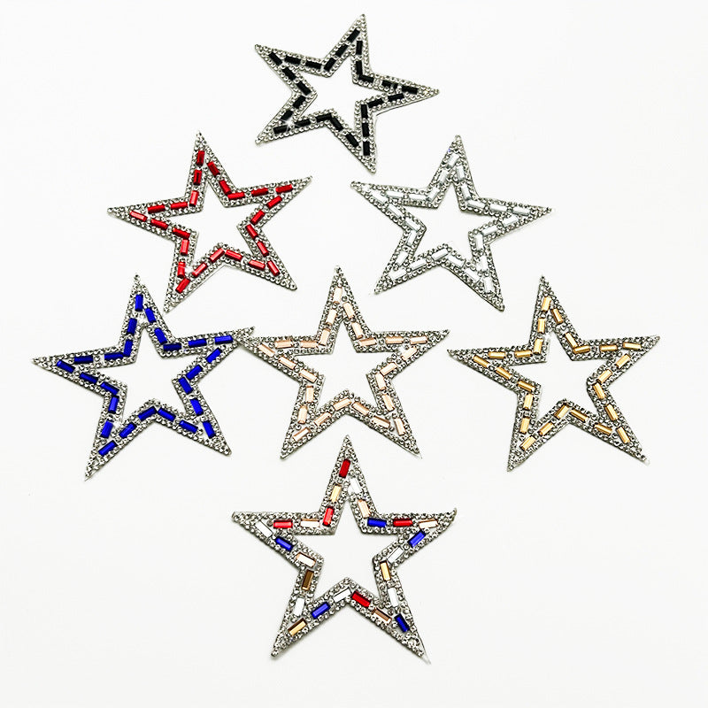 Wholesale 10pcs 8cm pentagram hot stamping diamond hollow embroidery DIY Patches